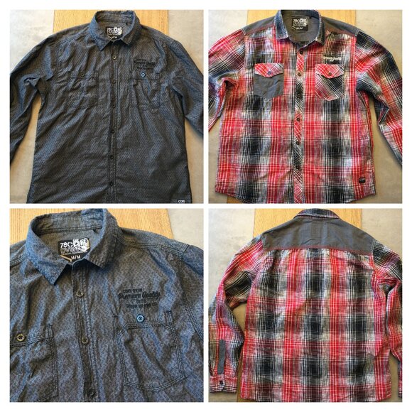 Bundle of 2 Stylish Men’s Long Sleeve Button Shirts – Versatile Gray & Red Combo - Picture 1 of 8